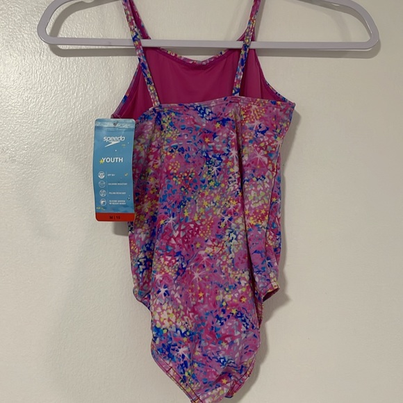 Speedo Bathing Suit for Youth Girls  M- 10 Printed Pink New w/ Tags - Picture 2 of 4